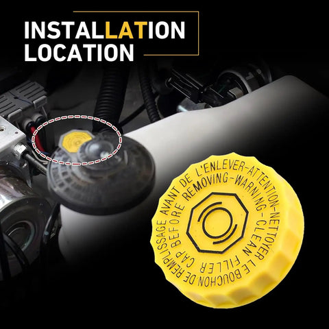 Installation diagram for Beefed Up Brake Fluid Cap Replacement For Master Cylinder Reservoir Cap OEM 68211910AB 68303540AA Direct Fit