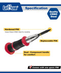 Adjustable 6 Inch Auto Center Punch With S2 Steel Tip And Spring Loaded Self Striking Design Ditch The Hammer For Precise Hole Marking On Metal Or Wood While Offering Smooth Depth Adjustment For Reliable Shop Performance with replaceable pin and dual component handle.