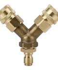 Y Shape Pressure Washer Tee Splitter Brass Quick Connect Three Eighths Inch Fittings Converts One Gun Into Two Power Washers
