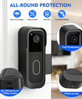 No Drill Video Doorbell Mount With Anti Theft Design And Rain Cover For 1st Gen And 2nd Gen Video Doorbell installed on door.