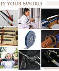 Dope Silk Ito Sageo Wrapping Cord 9.8 Ft Blue And White 0.4 Inch Wide For Sword Handle Tsuka Tsukamaki Scabbard Decorative Rope Perfect For Japanese Samurai Sword DIY in use with samurai swords and martial arts practice