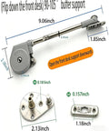 Soft Closing Cabinet Hinge With 105 Degree Pull Down Support, detailed dimensions, metallic components, buffer support