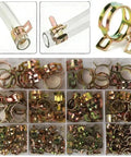 Premium 165 Piece Stepless Spring Hose Clamp Kit Ranging From 6Mm To 22Mm For Fuel Water Lines Air Tube Hoses Ultimate Fastener Assortment Set For Any Car Tune Up Or Diy Plumbing Job You Need, assorted stainless steel clamps in storage box