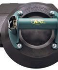 Woods Powr-Grip N6450 10-inch concave vacuum cup with metal handle; green body, brass connector.