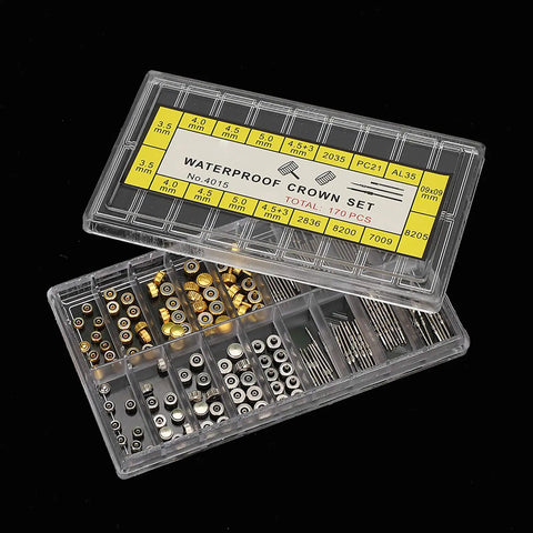 Stem Extender Kit With Stainless Steel Crowns Repair Tool Set In Handy Box, multiple size options in clear storage case