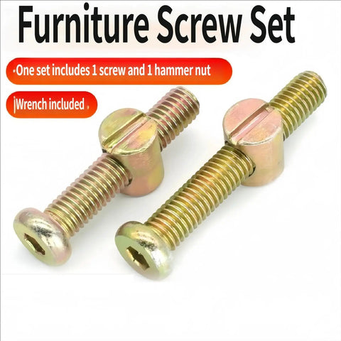 Bed Frame Bolts And Nuts Kit For Wood Furniture, showing two M6 X 45mm sturdy steel barrel bolts and hammer nuts set