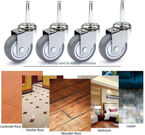 2 Inch Shop Vac Wheel Replacement Set Of 4 Caster Wheels With Eight Millimeter Or Five Sixteenth Inch Stems Heavy Duty TPR for floor protection