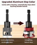 7-Piece Countersink Drill Bit Set with aluminum stop collar; side-by-side front and installed views