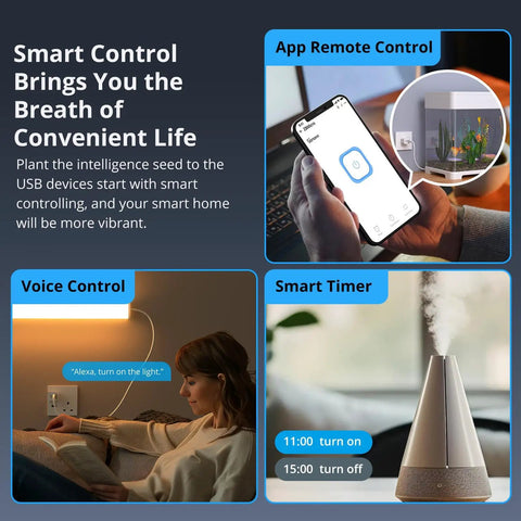 Zigbee USB Smart Outlet With Timer, 5-22V DC Input, USB 2.0 Fast Charging Port, Alexa And Google Home Compatible overview image
