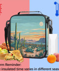 Desert Cactus Lunch Bag With Thick Insulation Leakproof Cooler Tote On The Go with food items around it