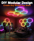 RGB Hexagon Garage Lights With Music Sync, LED Hexagon Wall Panels For Gaming Room And Studio, Smart App And Remote Control on display
