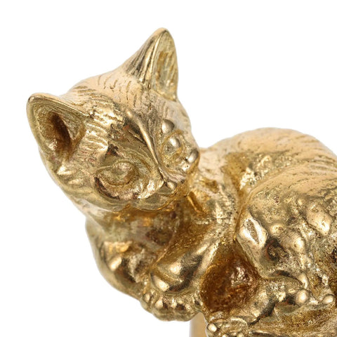 Close-up of Dope Cat Shaped Brass Cabinet Door Knob With Smooth Finish, Vintage Gold Cabinet Pull For Kitchen And Home Decor