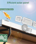 Solar Security Light With Motion Sensor Rechargeable 2400mAh Battery Delivers 1600 Lumen Flood Light IP65 Weatherproof