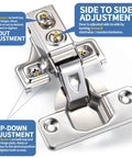 100 Pack Soft Closing Cabinet Hinges For Kitchen Half Inch Partial Overlay 105 Degree Concealed Hinges With Adjustment Instructions
