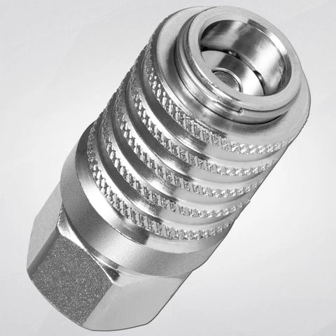 Steel Hydraulic Test Port Quick Connect Coupler With Female Pipe Thread, 1/8 Inch Body Size, 1/4 Inch To 18 NPTF Thread, 2.12 Inch Length