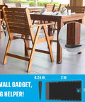 Non Slip Rubber Furniture Levelers Shims under wooden table leg, shown from side view, ideal for floor leveling, 2 inch cuttable wedge.