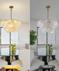 23 Inch 9 Light Gold Glass Chandelier 3 Tier Round Crystal Pendant Light Height Adjustable illuminating a dining room table.