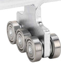 Domary Electric Hoist Trolley Roller Assembly 6 Wheel Heavy Duty unit showcasing three steel ball bearings for smooth operation.