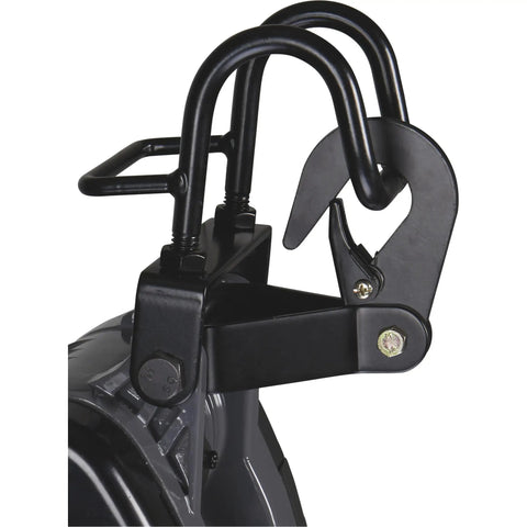 Close-up of the 360 saddle hook on the Bannon Compact Electric Cable Hoist 1100 Lb Capacity for safe lifting operations.