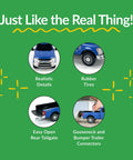 Realistic Ford Gooseneck Truck Toy And Trailer Hitch 1 To 20 Scale Farm Toy Set; features realistic details like rubber tires and open rear tailgate.