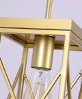 Close-up of Modern Gold Pendant Light With Metal Cage One Light Adjustable Rods Mini Pendant Fixture