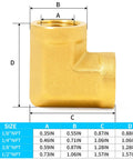 Brass Pipe Fitting 90 Degree Barstock Street Elbow Three Eighths Inch NPT Female To Three Eighths Inch NPT Female with dimensions chart