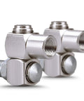 1/4 Inch NPT 360 Degree Swivel Air Hose Connector For Flexible Tooling, Industrial Swivel Air Fittings, 300 PSI Max, Accepts Standard Threaded Fittings And Quick Change Adapters, Silver, angled view