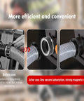 Hassle Free Magnetic Dust Collection Quick Connect Fitting System For Shop Vacuums And Woodworking Machinery With Four And Two Point Five Inch Rare Earth Adapter Kit, showing before and after using the magnetic seal.