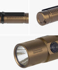 Beast Mode Bright 2403 Lumen USB C Rechargeable Flashlight With CREE XHP 35.2 LED showing clip and front view