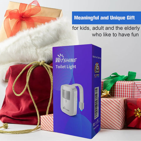 Rechargeable Toilet Night Light With Motion Sensor And 16 Color Changing LEDs Inside The Bowl Auto On When You Enter The Room Dusk To Dawn Sensor Kid Friendly Bathroom Decor And A Funny Gift For Dad
