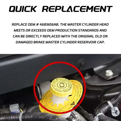 Brake Fluid Cap Replacement for Jeep Wrangler 2001-2017 Dodge Journey 2009-2020 Cherokee 2014-2020 Compass Master Cylinder Reservoir Cap OEM 4683656AB Easy Install No Fuss Durable Fit Keeps Your Brake System Sealed