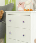4 Piece Round Cabinet Knobs Rustic Dresser Hardware With Crystal Glass Surface And 3D Fluid Pattern installed on white dresser