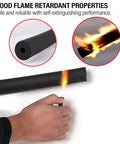 Pipe Insulation Tubing One Quarter By Three Eighths Inch, Six Foot Foam Shield for Water Pipes showing flame retardant test