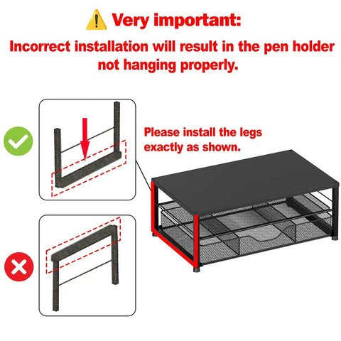 Assembly instructions for Desk Organizer and Monitor Stand With Drawer and Two Pen Holders for Laptop Setup, Black.