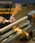 Powerful 10 Inch X 18 Inch Benchtop Mini Wood Lathe With Cast Iron Body and Five Speed Settings, woodworking in action
