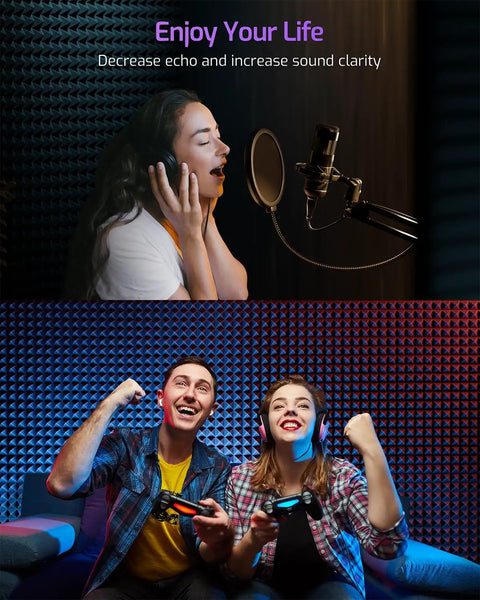 12 Pack Pyramid Soundproof Foam Panels For Walls Deliver Pro Level Acoustic Treatment to Kick Stubborn Reverb around gamers and singer.