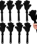 8 Pack 7.5 Inch Plastic Hand Clappers Noisemakers for cheering with easy-grip handle displayed and one held by hand