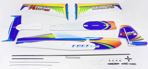 Foam RC Plane Kit 710mm Wingspan for DIY 3D Aerobatic Flying Outdoor Fun components spread out, colorful design