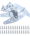 Rock Solid Heavy Duty Folding Door Hinges With Premium Polished Four Inch Iron Strap Construction Six Pack with mounting screws.