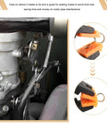 Close-up of 310 Piece Spring Hose Clamps Set 5 To 13mm demonstrating secure fit on metal tubing with orange grip detail