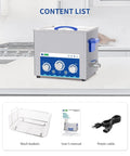 Badass Performance Ultrasonic Cleaner 10 Liter Tank with Adjustable Heat Timer on kitchen counter with accessories.