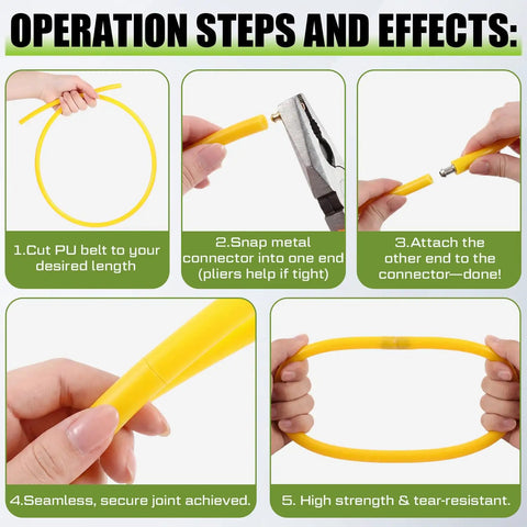Steps to splice Fifty Foot Hollow Round Belt With Three Eighths Inch Diameter High Performance Flexible Polyurethane Drive Belt.