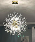 Modern Dandelion Firework Crystal Chandelier Gold Pendant Lighting Fixture For Dining Room Bedroom Entryway Foyer 9 Light Dimmable G9 Bulbs Luxe Beaded Crystal Showstopper Lit