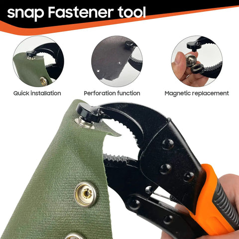 Heavy Duty Snap Fastener Tool Kit With Punching Function And Adjustable Setter 15mm Snap Tool For Boat Covers in use
