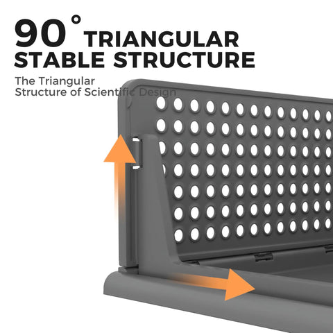 Stackable Plastic Storage Baskets 2 Pack Foldable Closet Organizers And Storage Bins with 90° triangular stable structure