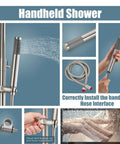 Outdoor Shower Faucet With 8 Inch Rainfall Shower Head Stainless Steel SUS304 All Metal Set Hand Spray installation