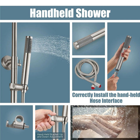 Outdoor Shower Faucet With 8 Inch Rainfall Shower Head Stainless Steel SUS304 All Metal Set Hand Spray installation