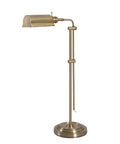 Antique Brass Floor Lamp With Adjustable Height And Swivel Head, Classic Mid Century Modern Vibe, 50 Inch Tall