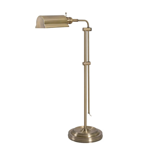 Antique Brass Floor Lamp With Adjustable Height And Swivel Head, Classic Mid Century Modern Vibe, 50 Inch Tall