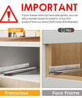 Soft Close Undermount Drawer Slides 16 Inch Bottom Mount No-Fuss Full Extension Heavy Duty Stainless Steel 100 Lb Capacity 1 Pair for Vanity Cabinets and Home Office Desks Quiet Smooth Glide, frameless cabinet install